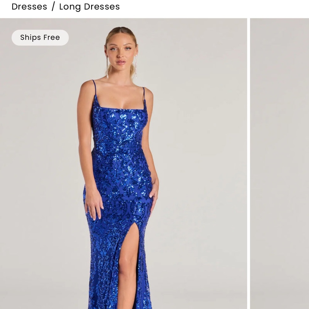 Elegant Blue Sequin Evening Gown/Prom Dress